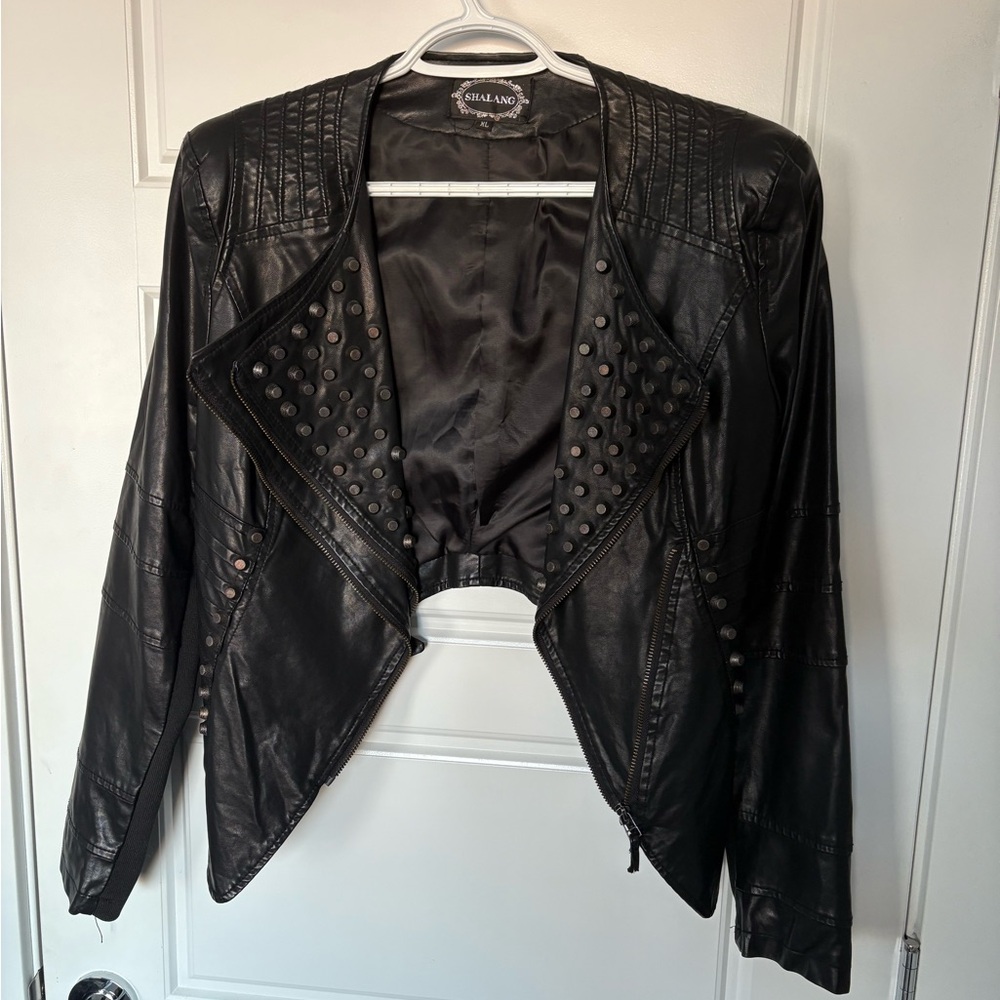 Studded faux leather punk jacket